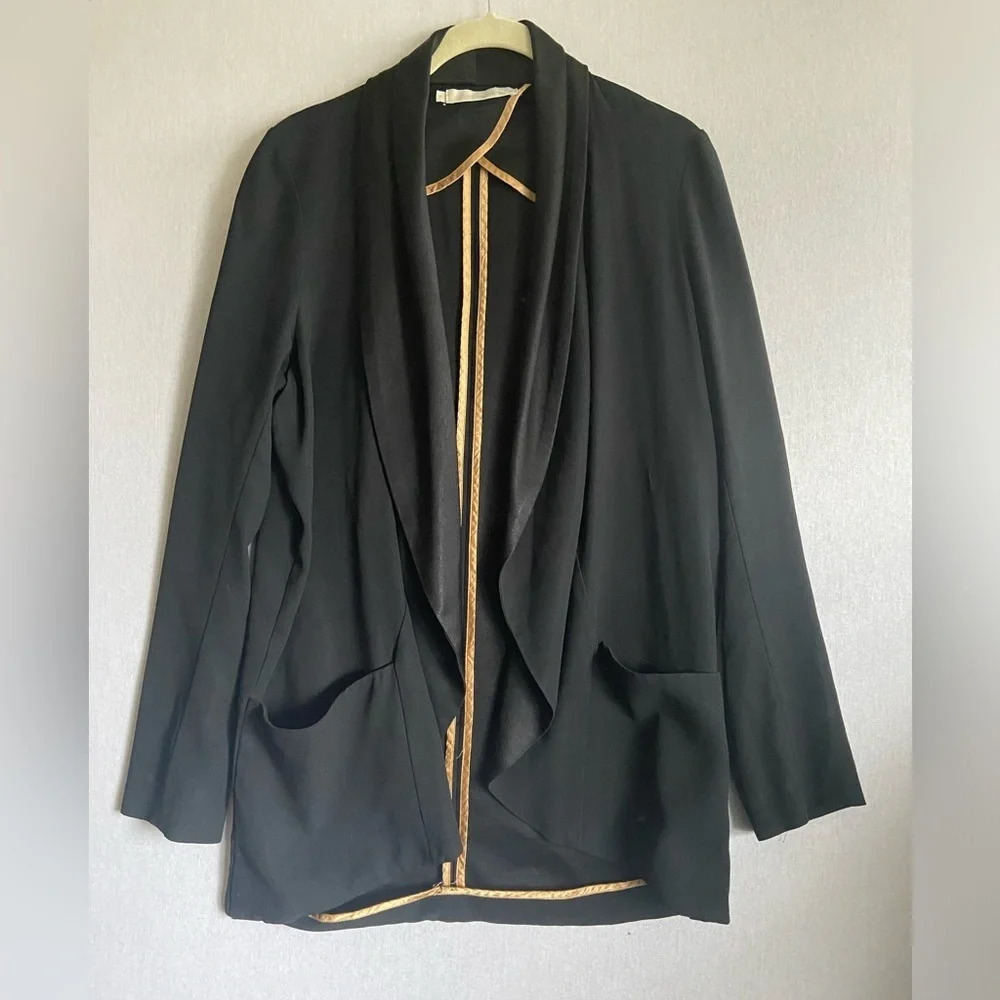 Monk & Lou Tuxedo Collar Flowy Draped One Button Jacket Sz S